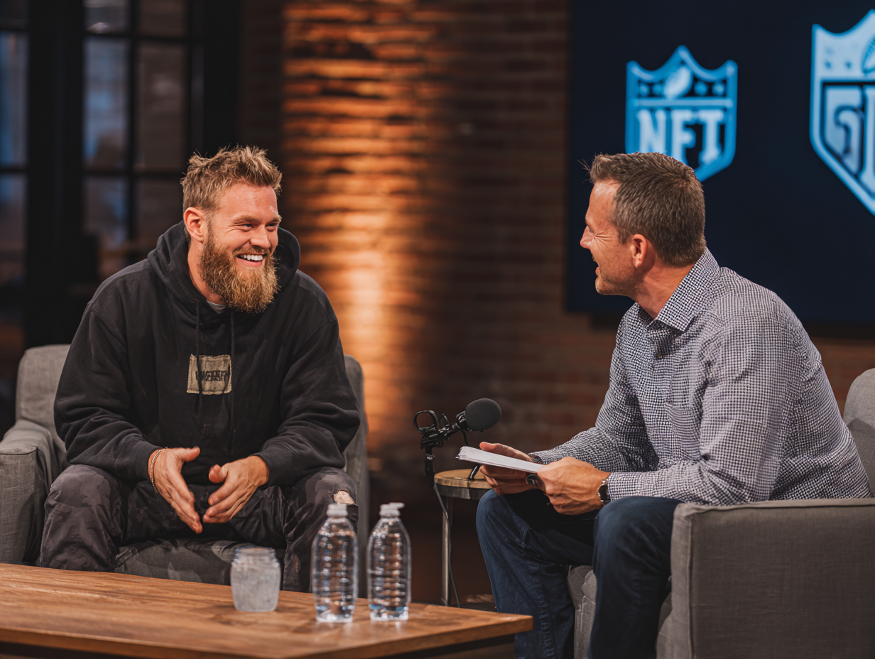 Pat McAfee in a studio interview setting